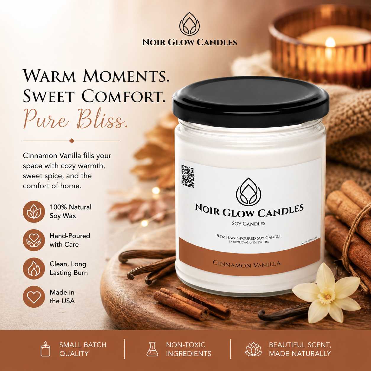 Cinnamon Vanilla - Noir Glow Candles