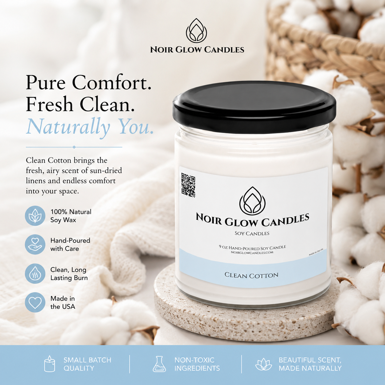 Clean Cotton - Noir Glow Candles